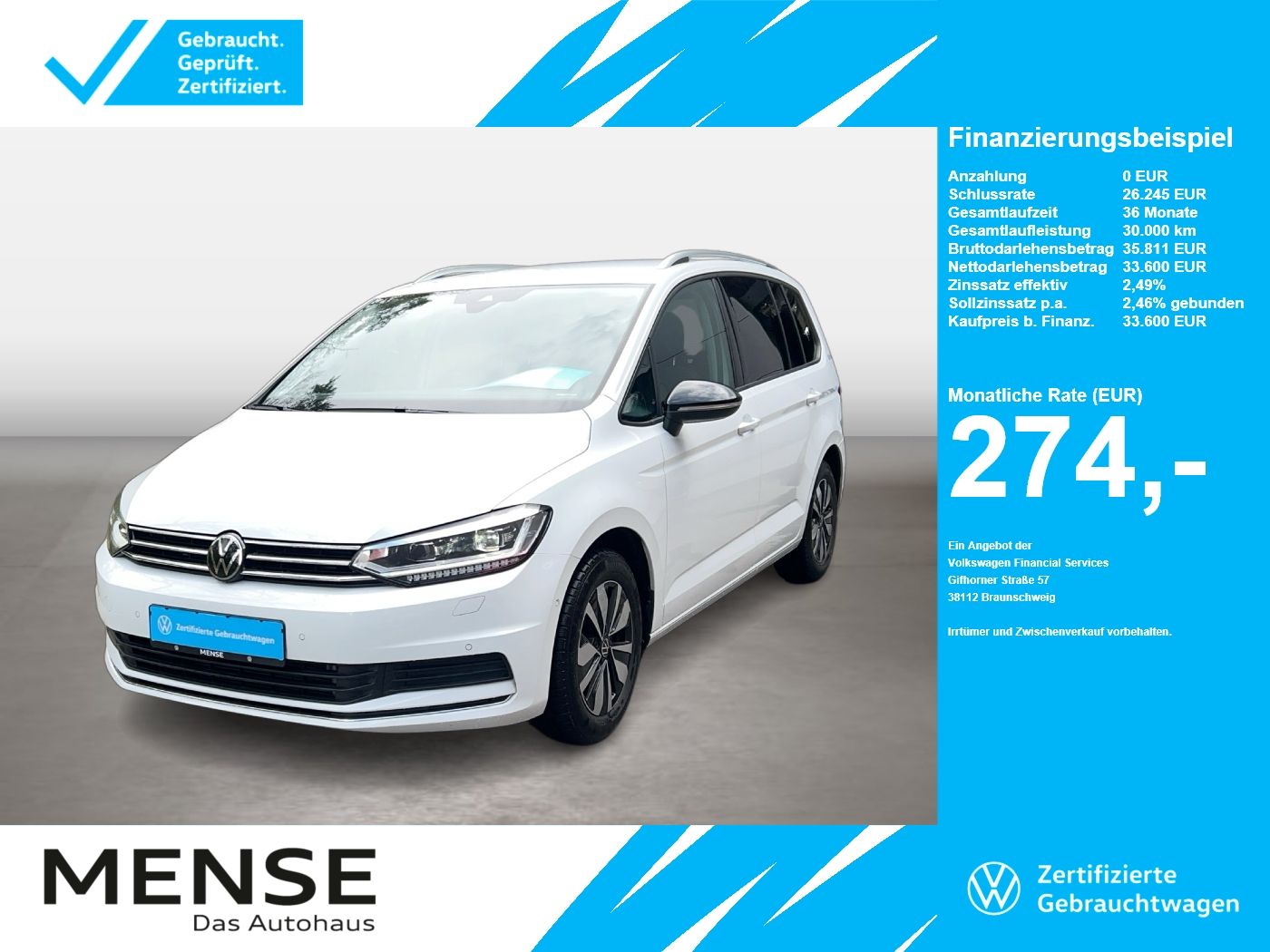 Volkswagen Touran 2025, 20 592 км, 110 kW (150 PS) дизель, автомат — фото с аукциона, доставка в Беларусь