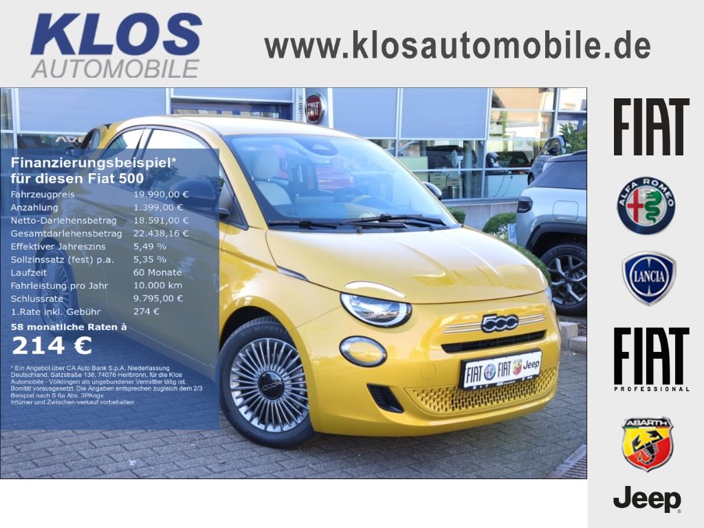 Fiat 500 2026, 99 км, 48 kW (65 PS) бензин, schaltgetriebe — фото с аукциона, доставка в Беларусь