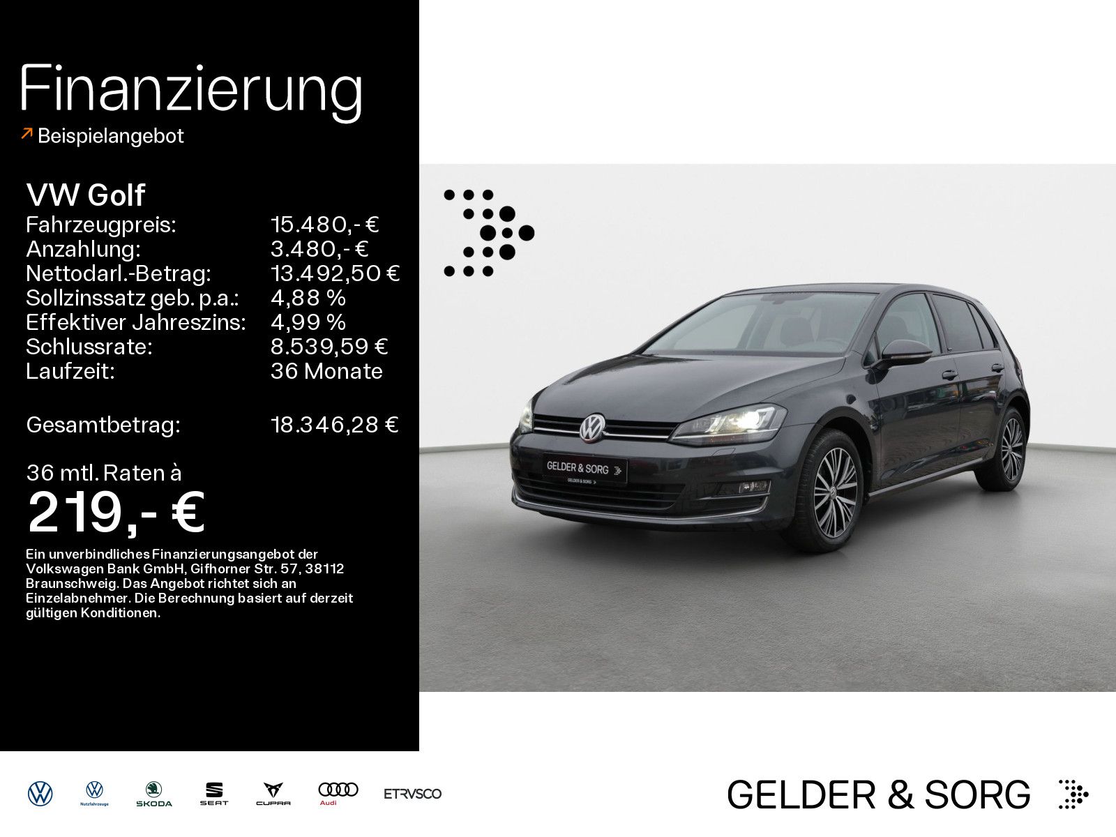 Volkswagen Golf 2016, 88 300 км, 110 kW (150 PS) дизель, автомат — фото с аукциона, доставка в Беларусь