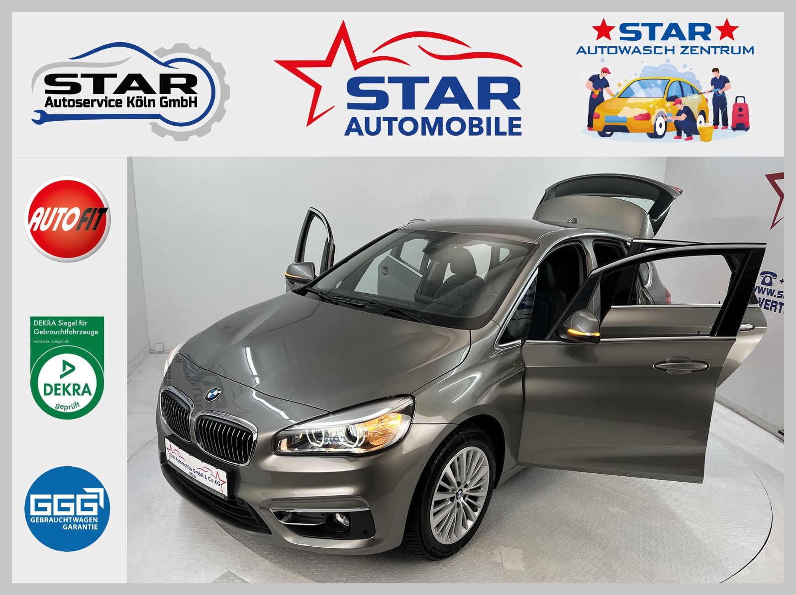 BMW 220 Active Tourer 2016, 104 716 км, 141 kW (192 PS) бензин, автомат — фото с аукциона, доставка в Беларусь